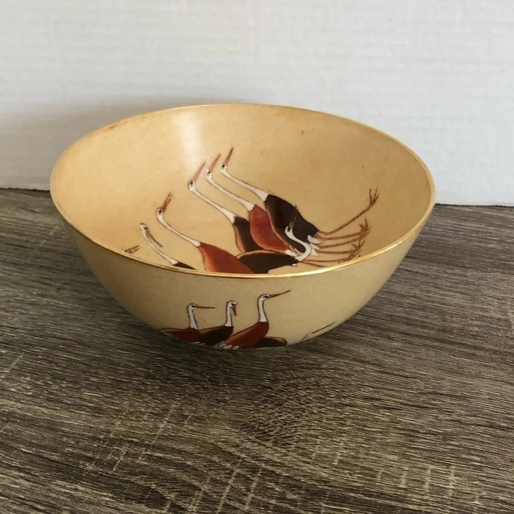 LAST CHANCE Vtg Hand Painted Crane Bowl